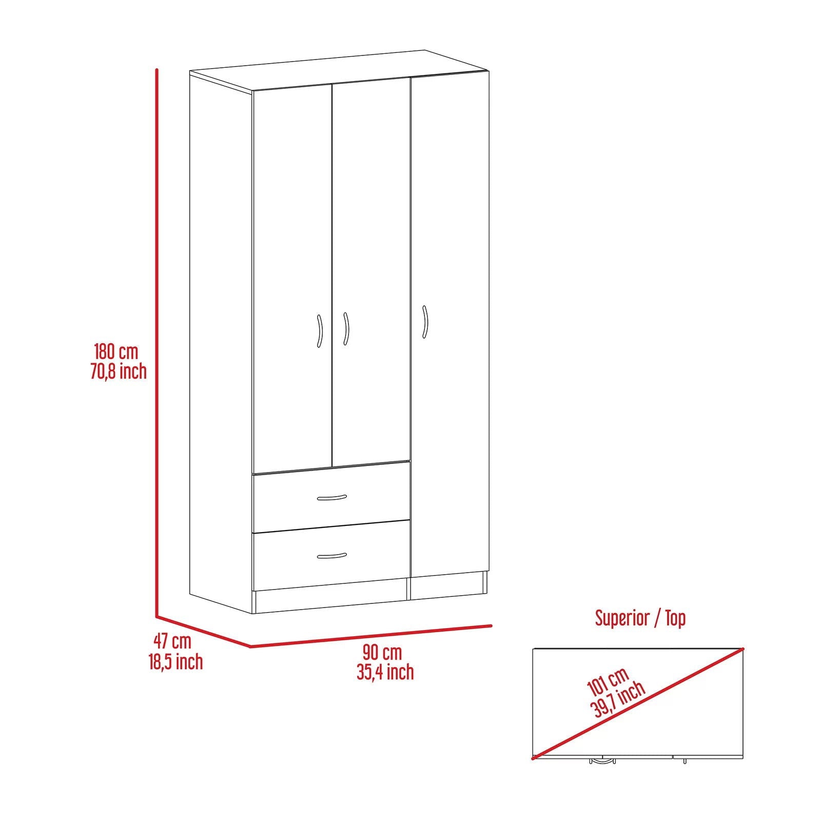 Wooden 3 Door Wardrobe -