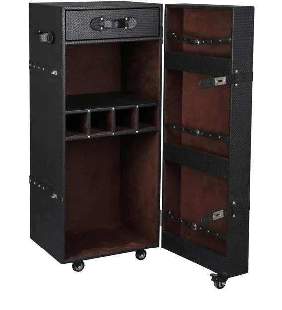 Wooden Bar Cabinet with Caster Wheel Base -