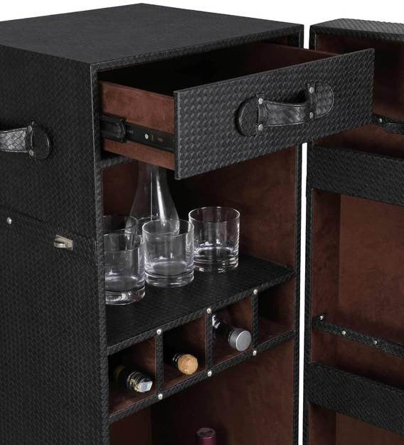 Wooden Bar Cabinet with Caster Wheel Base -