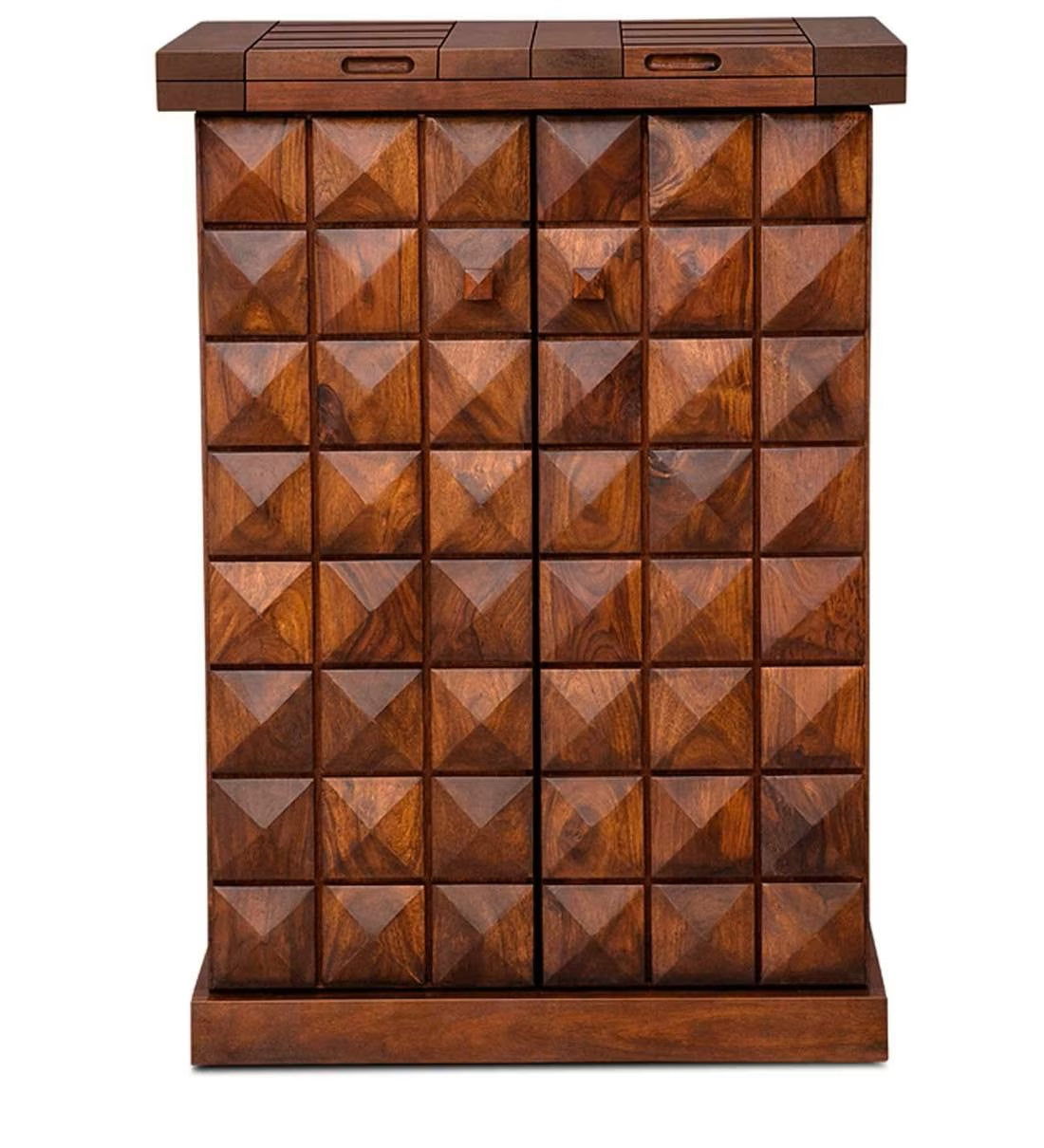 Wooden Bar Cabinet with Metal Base -