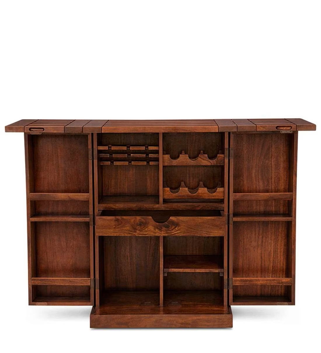 Wooden Bar Cabinet with Metal Base -