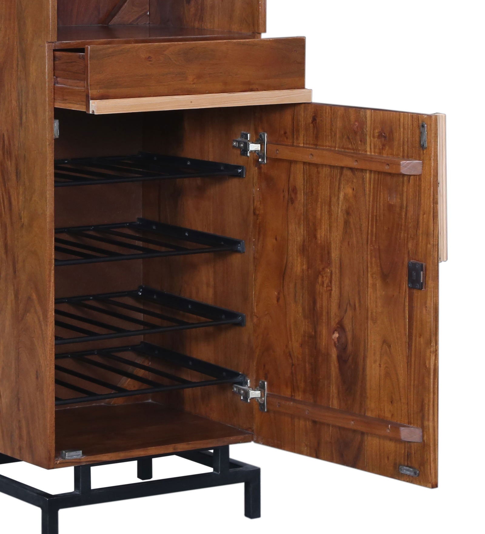 Wooden Bar Cabinet with Metal Base -
