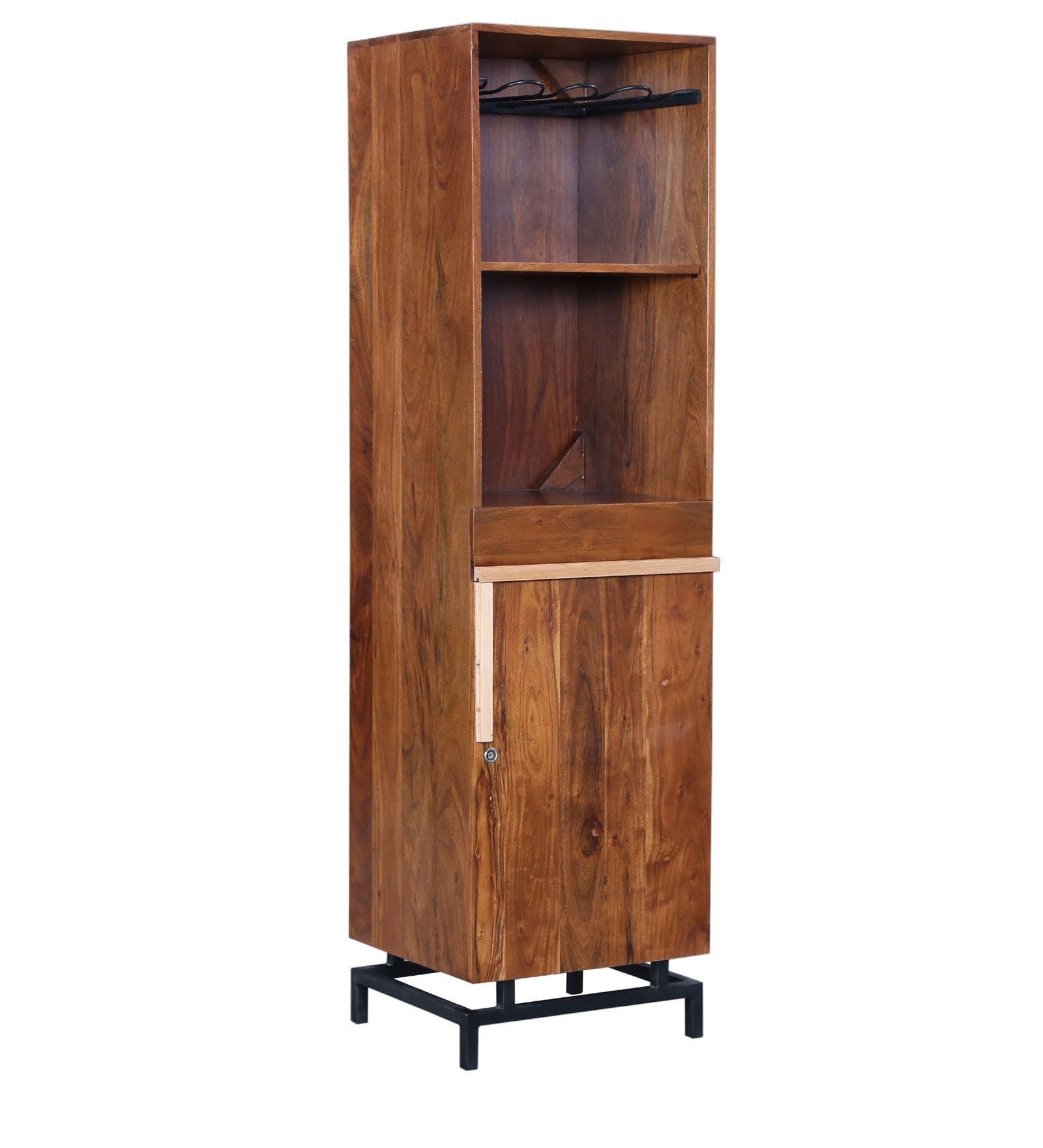 Wooden Bar Cabinet with Metal Base -