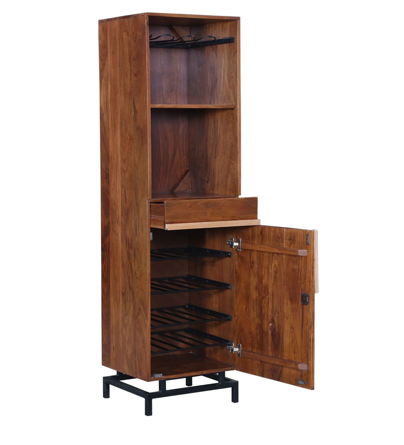 Wooden Bar Cabinet with Metal Base -
