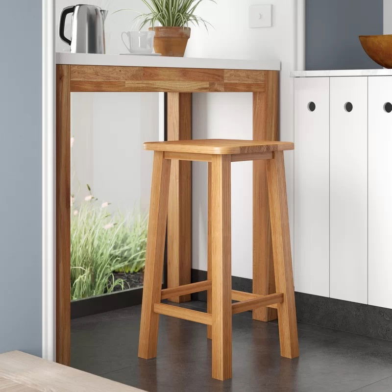 Wooden Bar Stools with Wooden Legs Base -