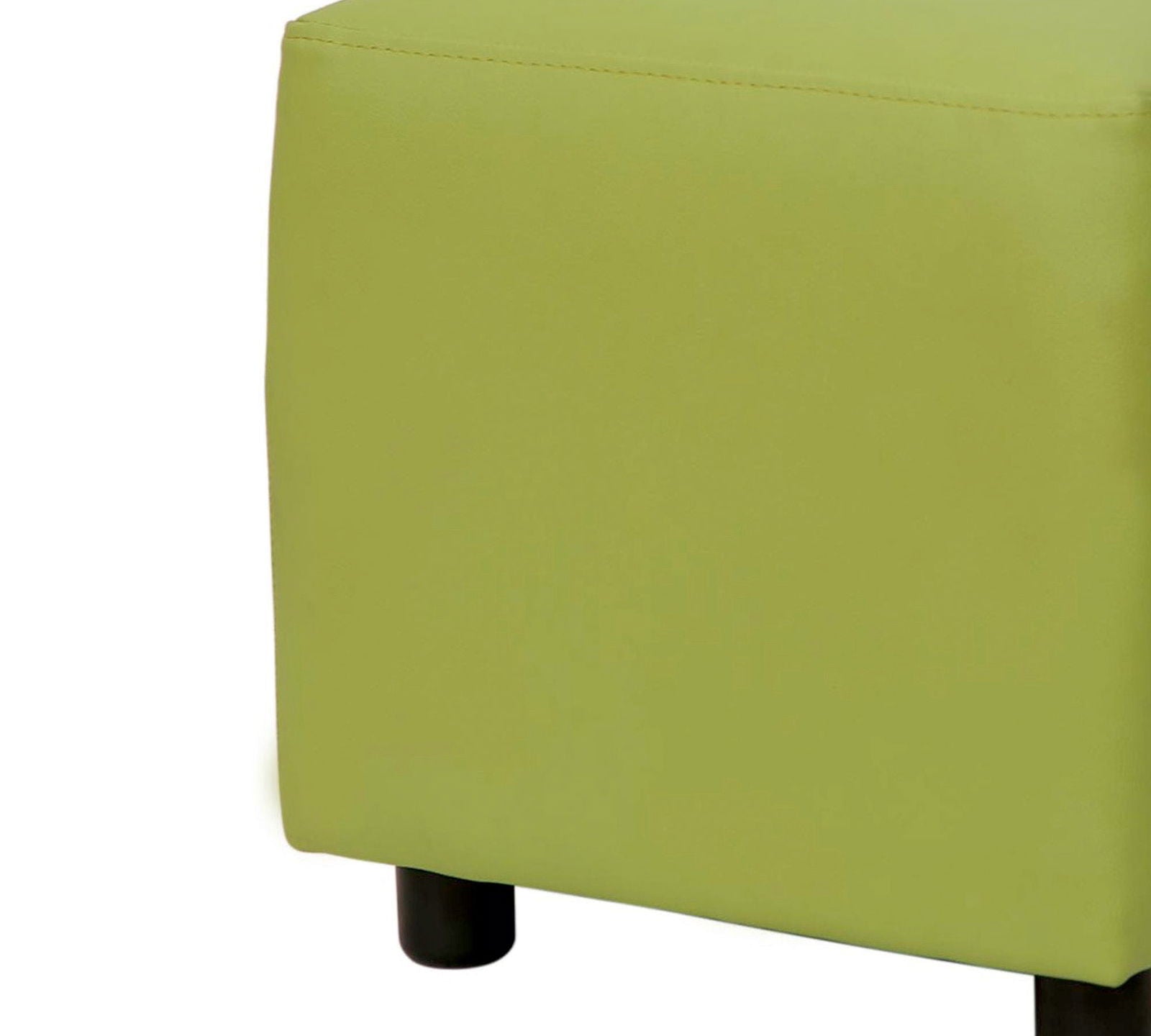 Wooden Base Cube Shape Leatherette Pouffe Footrest -