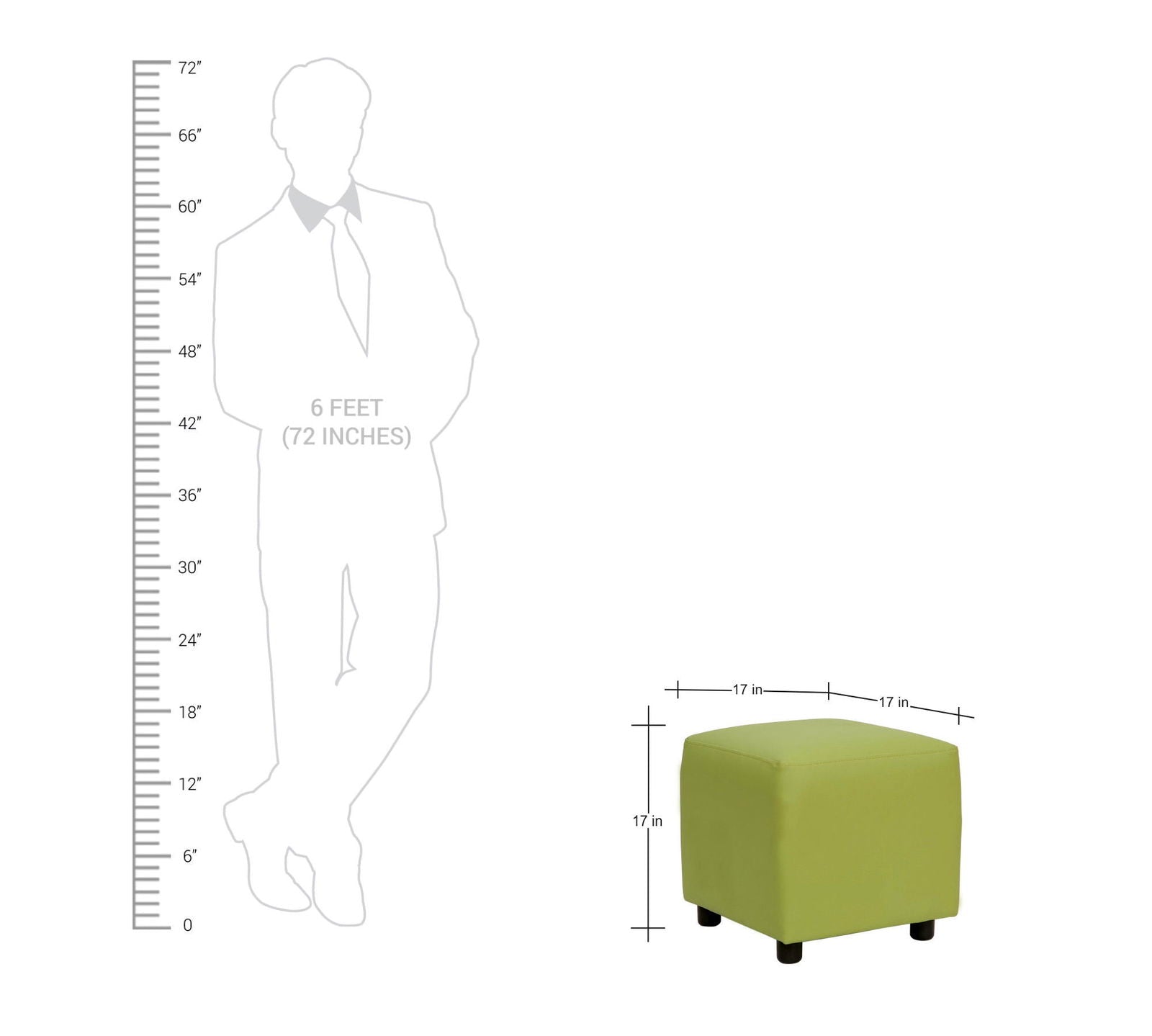 Wooden Base Cube Shape Leatherette Pouffe Footrest -