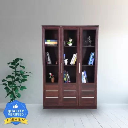 Wooden Cabinet Filing & Book Storage with Glass Door -