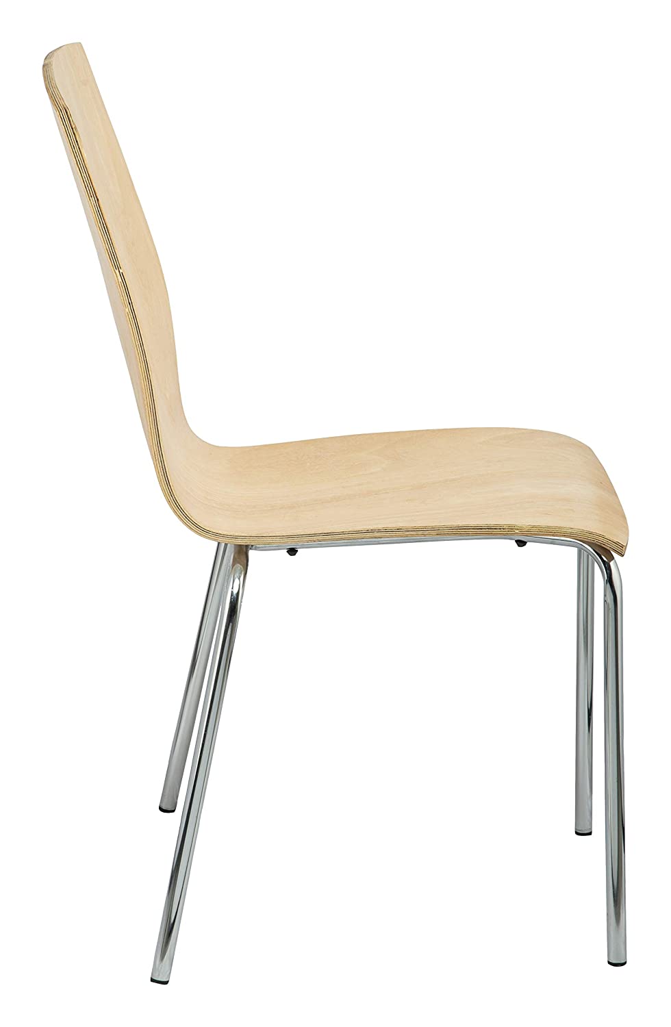 Wooden Cafe Chair in Metal Frame Legs