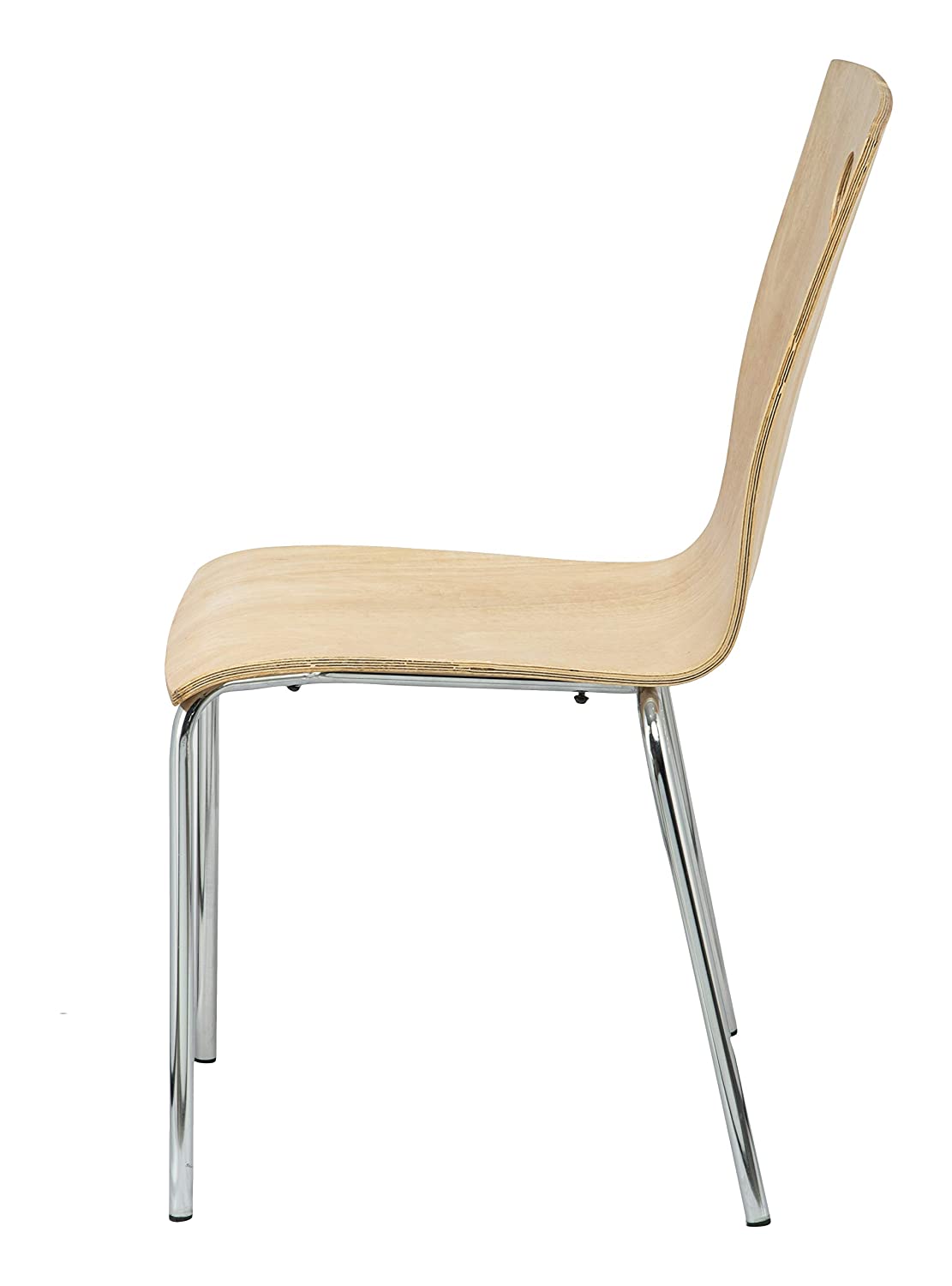 Wooden Cafe Chair in Metal Frame Legs -