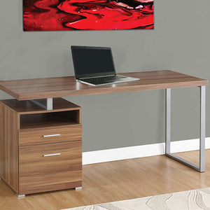 Wooden Study Table with Side Drawer and Metal Base