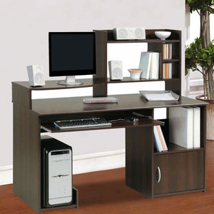 Wooden Computer Table with Keyboard Tray & Drawers