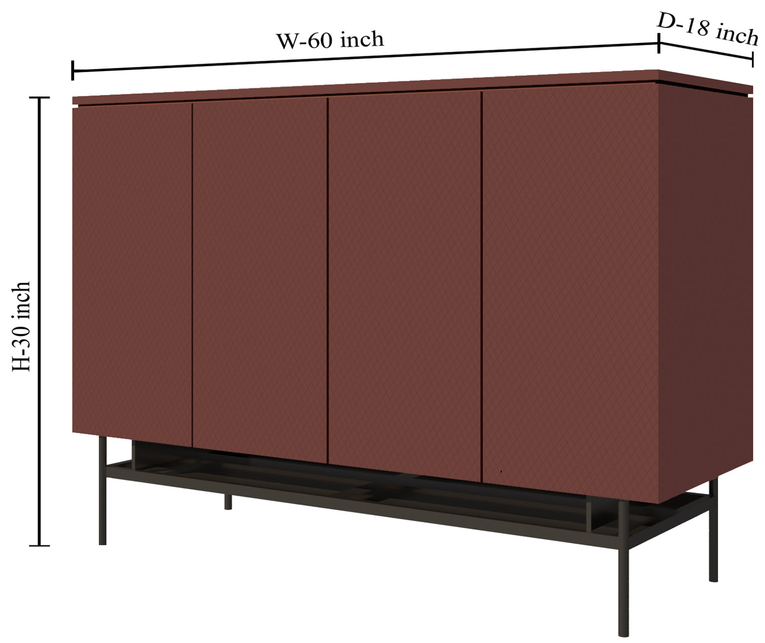 Wooden File Cabinet with Metal Leg Base -