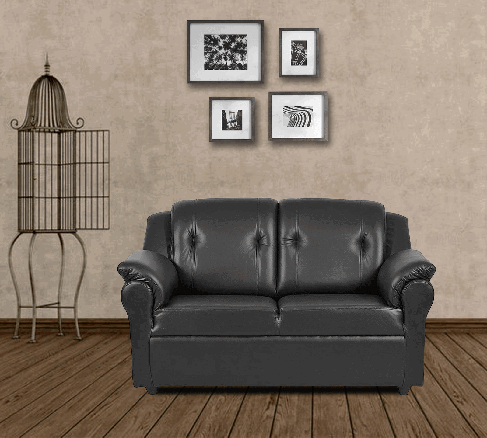 3 Seater Sofa for Home Furniture with Leathertte Upholstery and Modern & Perfect for Living Room