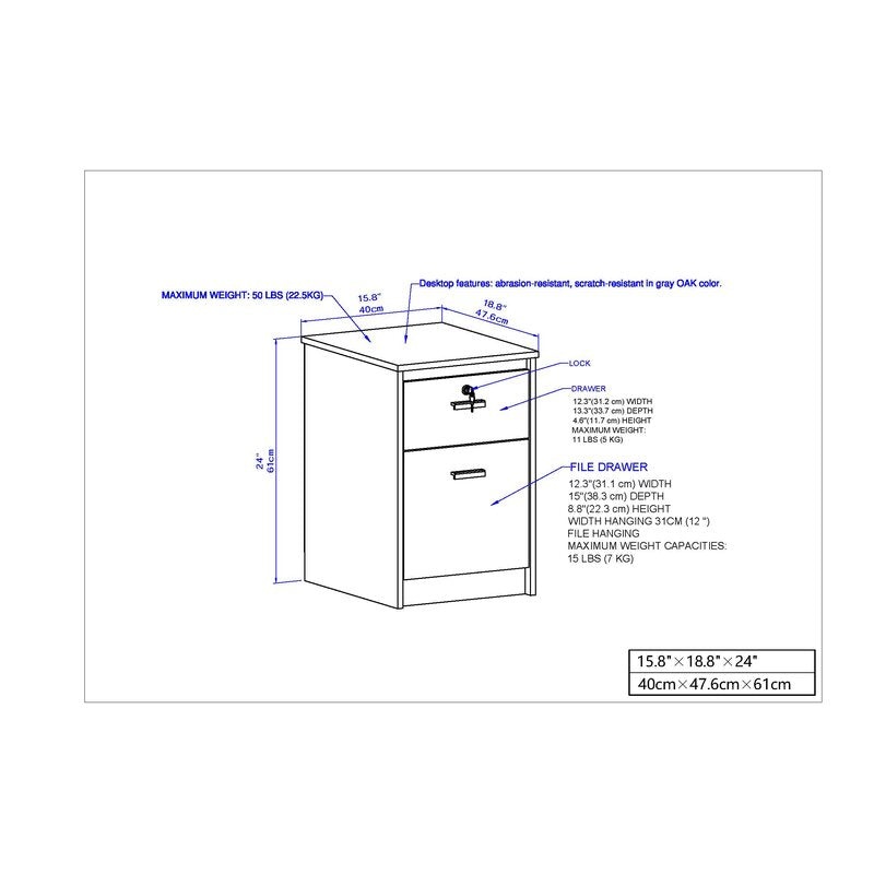 Wooden Frame Drawer & Pedestal with Wheel Base -