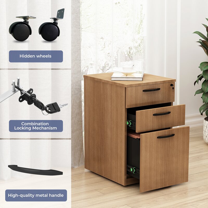 Wooden Frame Drawer & Pedestal with Wheel Base -