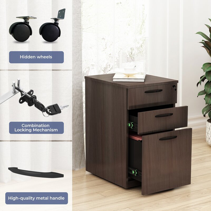 Wooden Frame Drawer & Pedestal with Wheel Base -