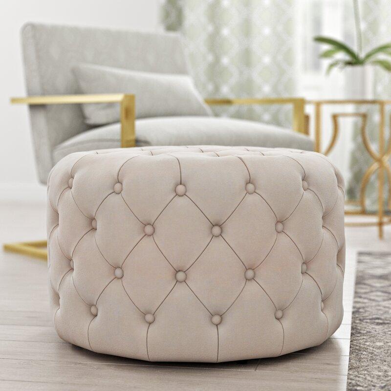 Wooden Frame Fabric Ottoman -