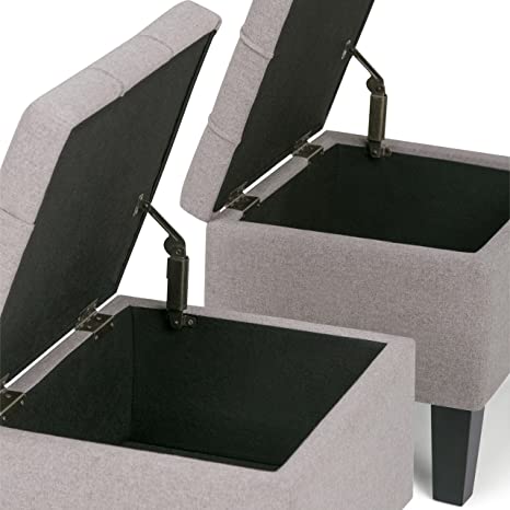 Wooden Frame Fabric Ottoman with Storage -