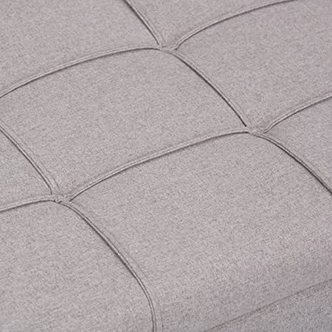 Wooden Frame Fabric Ottoman with Storage -