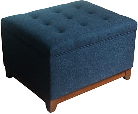 Wooden Frame Fabric Ottoman with Storage -