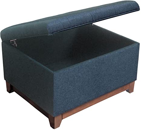 Wooden Frame Fabric Ottoman with Storage -