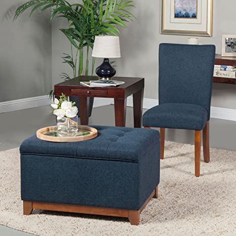 Wooden Frame Fabric Ottoman with Storage -