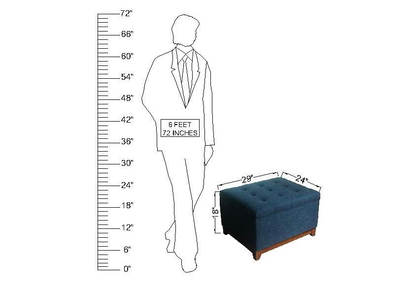 Wooden Frame Fabric Ottoman with Storage -