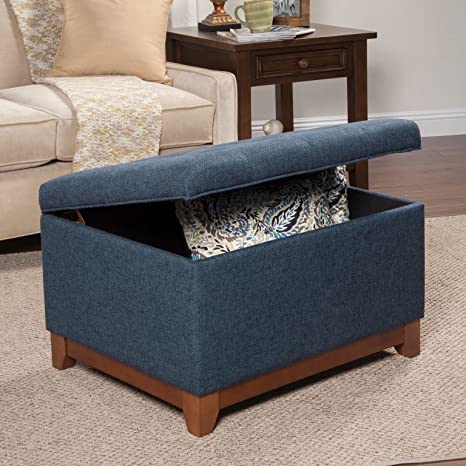 Wooden Frame Fabric Ottoman with Storage -
