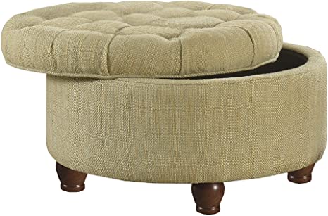 Wooden Frame Fabric Ottoman with Storage -
