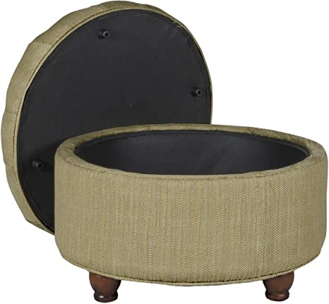 Wooden Frame Fabric Ottoman with Storage -