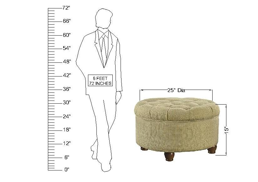 Wooden Frame Fabric Ottoman with Storage -