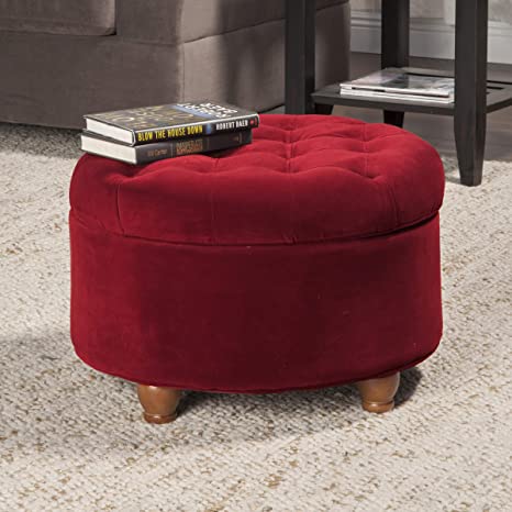 Wooden Frame Fabric Ottoman with Storage -