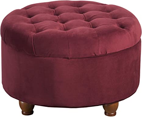 Wooden Frame Fabric Ottoman with Storage -