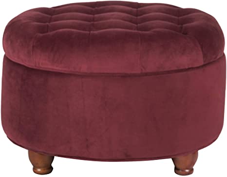 Wooden Frame Fabric Ottoman with Storage -