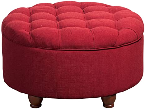 Wooden Frame Fabric Ottoman with Storage -