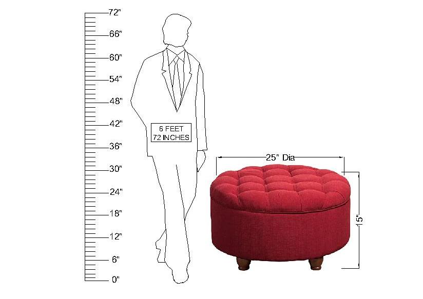 Wooden Frame Fabric Ottoman with Storage -
