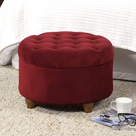 Wooden Frame Fabric Ottoman with Storage -