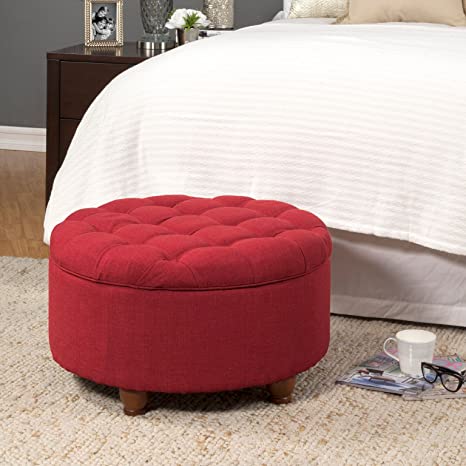 Wooden Frame Fabric Ottoman with Storage -