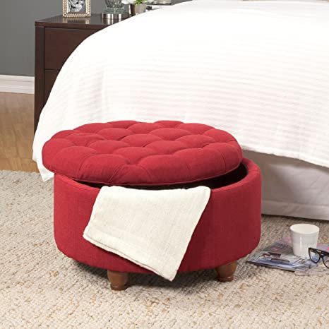 Wooden Frame Fabric Ottoman with Storage -