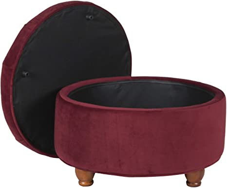 Wooden Frame Fabric Ottoman with Storage -