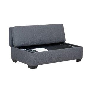 Wooden Frame Fabric Ottoman with Storage -
