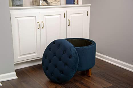 Wooden Frame Fabric Pouffe with Storage -