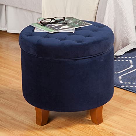 Wooden Frame Fabric Pouffe with Storage -