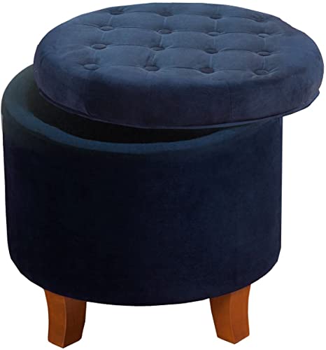 Wooden Frame Fabric Pouffe with Storage -