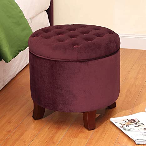 Wooden Frame Fabric Pouffe with Storage -