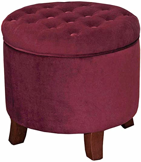 Wooden Frame Fabric Pouffe with Storage -