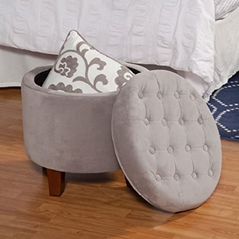 Wooden Frame Fabric Pouffe with Storage -