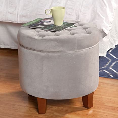 Wooden Frame Fabric Pouffe with Storage -