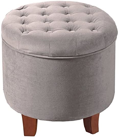 Wooden Frame Fabric Pouffe with Storage -